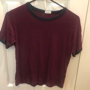 Brandy Melville Maroon Striped Shirt